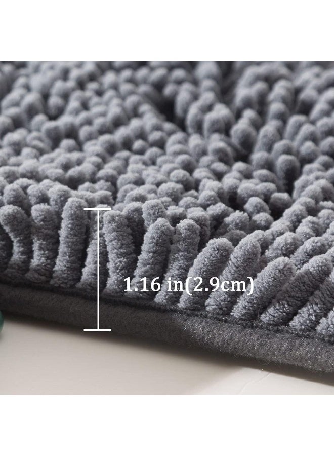 TYCOM Bathroom Rugs Bath Mat 50x80cm Non Slip Fluffy Soft Plush Microfiber Shower Carpet Rug Machine Washable Quick Dry Ultra Bath Mats for Tub Bathroom and Shower Grey. - Image 2